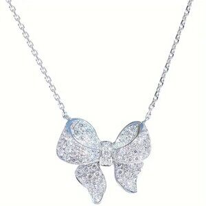 NEW Silver coquette bow necklace, trendy bow jewelry, minimalist jewelry, silver